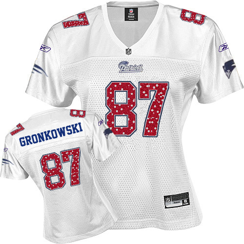Patriots #87 Rob Gronkowski White Women's Sweetheart Stitched NFL Jersey